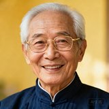 72岁的张伯戴着金丝眼镜微笑，头发花白但精神矍铄，穿着藏青色中式对襟衫